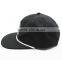 unstructured flat brim 5 panel snapback cap with string