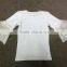 hot selling girls blank ruffle sleeve t shirt long sleeves shirt