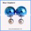 Wholesale Gradient Color Round Smooth Acrylic Double Pearl Statement Stud Earrings For Girls CTBE16-048