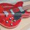 Rebon ES335 jazz hollowbody electric bass guitar