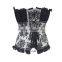 2015 Lace Ruffled Brocade Floral Steampunk Corset Overbust Steel Boned Corset