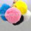 <<<2016 New Design Cute Rabbit Fur Ball Charm Chain Colorful Unisex For Car Key Ring or Bag Pom Pom Keychain/