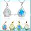 Factory Directly Big Pure Blue Drop Opal Sterling Silver Necklace Pendant