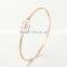 Custom Metal Three Clover Fashion Jewelry Gold Plated Bangles With Clear Cz
