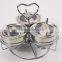 3 Pcs Compartments Stainless Steel Spice Jar With Rack/lid/ Spoon