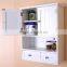 White Wooden Cabinet With Double Doors and Two Drawers White Kitchen Storage Cabinet Wall Cabinet for Kitchen
