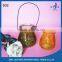 geo cut glass candle jar with metal handle