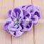 handmade satin fabric flower with rhinestone center for kids hair accessories