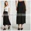 Woman Fashion Plain Color Elastic Back Waist Button Down Long Shirt Skirt