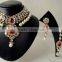 Gold tone kundan pearl choker necklace earring set
