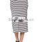 Wholesales Women's High Waisted A-Line Knit Stripe Midi Skirt