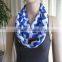 Royal Blue Chevron Infinity double loop circle Scarf cotton blend jersey knit for woman