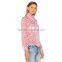 Polka dot printed tie neck long sleeve women's viscose chiffon shirt