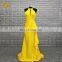 Real Sample Sleeveless Backless Sexy Long Train Yellow Evening Dresses 2017
