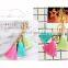 Women Bag Accessory Triple Tassel Charm Key Chain Ring Handbag Ornament