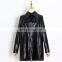 TWOTWINSTYLE Dress women Lapel Long Sleeve Lace Up Ruched Black Patchwork Bowknot Leather