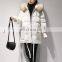 Shiny fabric heavy and warm Duck  down Filling water resistant Jacket colorful faux fur Puffer coat for ladies in winter