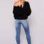 Nine-point ripped women's small feet tight-fitting hip-lifting fashion jeans