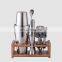 Custom Printed Portable Stainless Steel 2021 Personalized Bamboo Stand Cocktail Shaker Set Kit Bartend