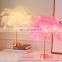 Creative Feather Table Lamp For Home Bedside Girl Room Wedding Decorative Table LED Lights