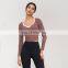 Breathable Fitness Crop Top Loose Yoga Long Sleeve Women Gym Shirt Quick Drying Running Elastic Top Yoga Wear