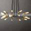 Custom living dining room bedroom home hotel pendant lights lighting fixtures black led gold luxury modern brass chandelier