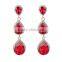 Women's Gold-tone Austrian Crystal Tear Drop Pear Shape Long Earrings