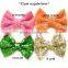 Wholesale large 12cm sparkle sequin fabric hair bowknots glitter bows for clothing/elastic headbands