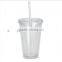 Factory wholesale tumbler with straw and photo insert or thermosensitive color changing decor