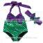 2016 baby girls swimsuit within matching headband set,kids swimwear