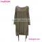 Fringe tassels chiffon long seeve elbise dress