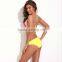 The Epitome of Rainbow - RELLECIGA Rose-Yellow-White Elegant Draped Halter Bikini Set