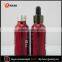 Hot selling 30ml red essential oil aluminum bottle with dropper cap and screen painting customed wholesales