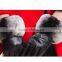 Ladies Wearing Leather Gloves With Gradient Rex Rabbit Fur Trim Genuine Sheep Skin