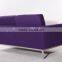 Two seat color wool fabric living room furniture deep purple sofa sale