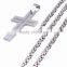 Latin American Style Pendant Jewelry Silver Cross Engraved Character JESUS Stripe Titanium Steel Pendant Chain Necklaces