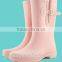 pink women fashion rubber boots rubber rain boots with buckle rubber rain boot