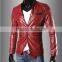 New winter men's fashion men's leather motorcycle jacket Slim red