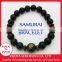 Naoe Kanetsugu samurai bracelet, black onyx 10 mm and Red tiger-eye beads