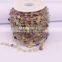 Natural Fluorite Nugget Quartz Chip Bead Rosary Chain, Gold plated Wire Wrapped Chain