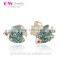 Fashion Women Jewelry Fish Pave Blue Zircon Sterling Silver Stud Earrings
