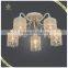 Classic Flower Printed Glass Shade Ceiling Lamp Crystal Hanging, Ceiling Lamp for Home and Hotel