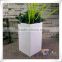 Fiberglass square tall white outdoor planters sets