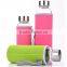 Insulated heat resistant glass water bottle with sleeve