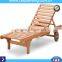 wooden outdoor furniture antique wood sleeping swimming pool lounge chair with wheels