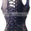Keepable Spiral Steel Boned PU Faux Leather Steampunk Waist Training Corset For Women
