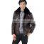 2014 fashion Men black mens winter PU leather coat with fur collar