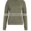 Plain Women Distressed Sweatshirt Olive Green Ripped Long Sleeve Sweater Oversized Blank Pullover
