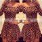 2017 2018 cheap ladies summer sexy leopard boat neck dress