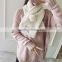 high quality 2017 early spring girl muffler solid color fake rabbit fur with post stamp woven lable teenager school scarf